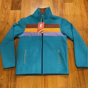 Cotopaxi Womens Teca Fleece Full Zip Jacket Size L Color Blues Barefoot Logo